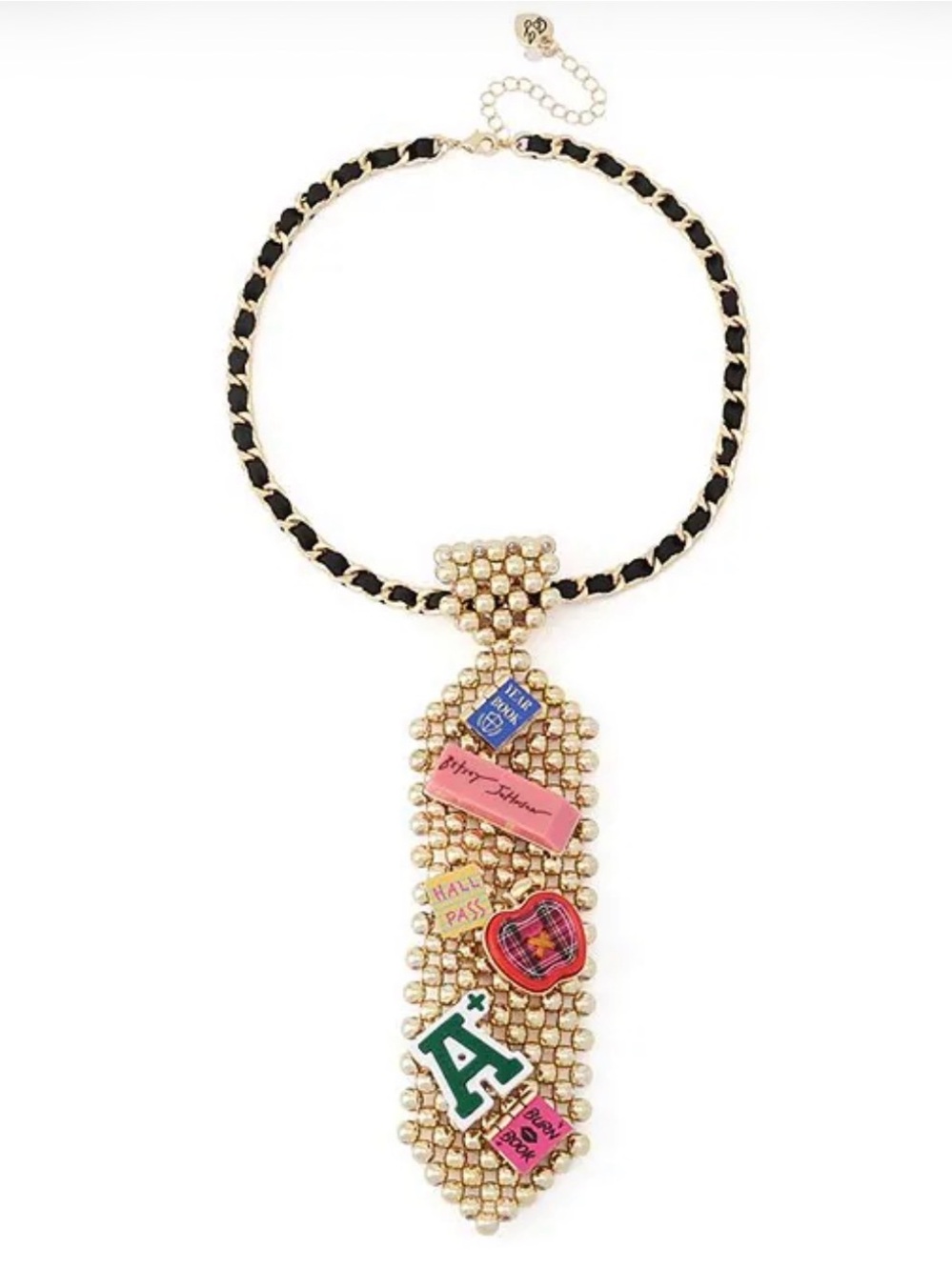 Née Betsey Johnson Best In Class School Charm Tie Long Pendant Necklace
